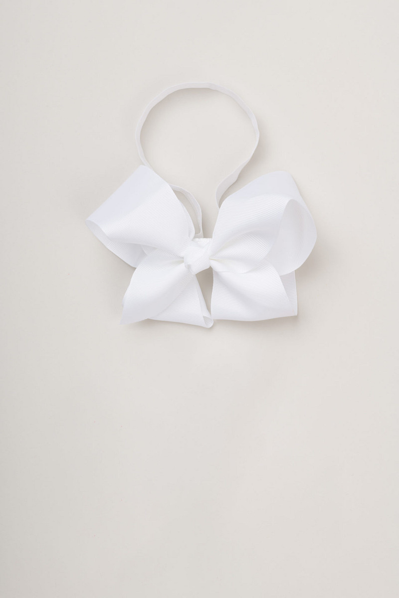 Naglavni okrasek pentlja - trak (bela)